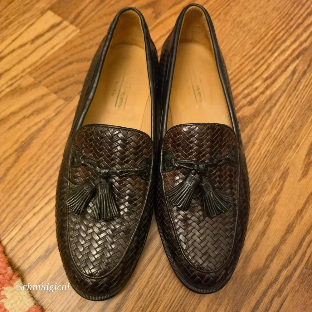 Johnston & Murphy Domani Woven Tassel Loafers Mens 9.5 M Made in Italy 24-6318